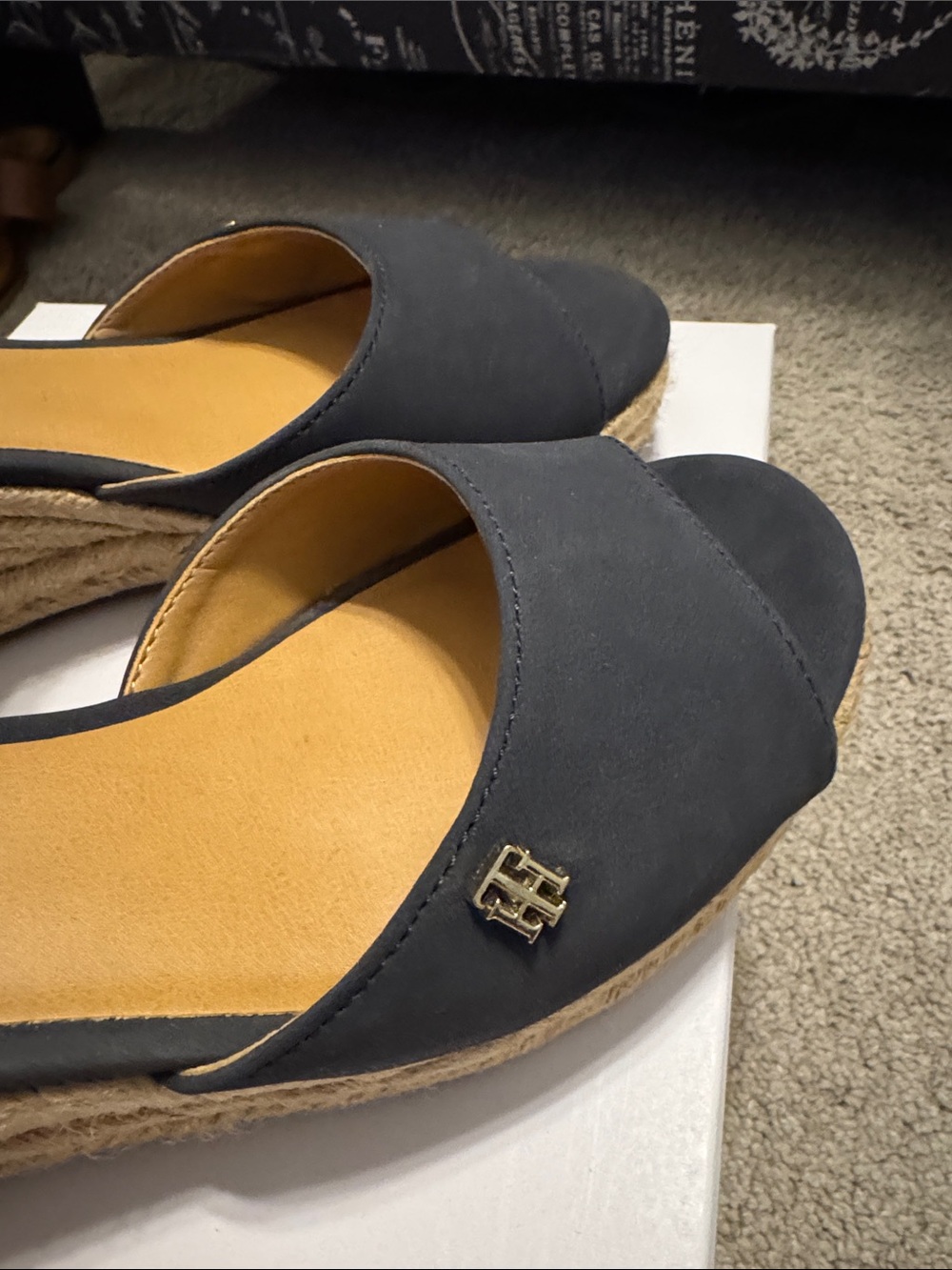 Tommy Hilfiger Navy Espadrille Wedge Sandals with Ankle Strap - Picture 9 of 12